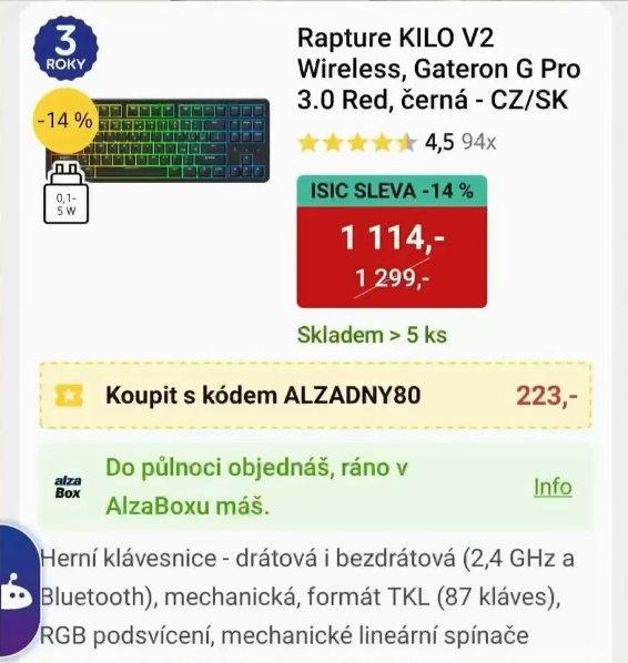 Zlevněné pod výrobní cenu byly některé klávesnice Rapture
