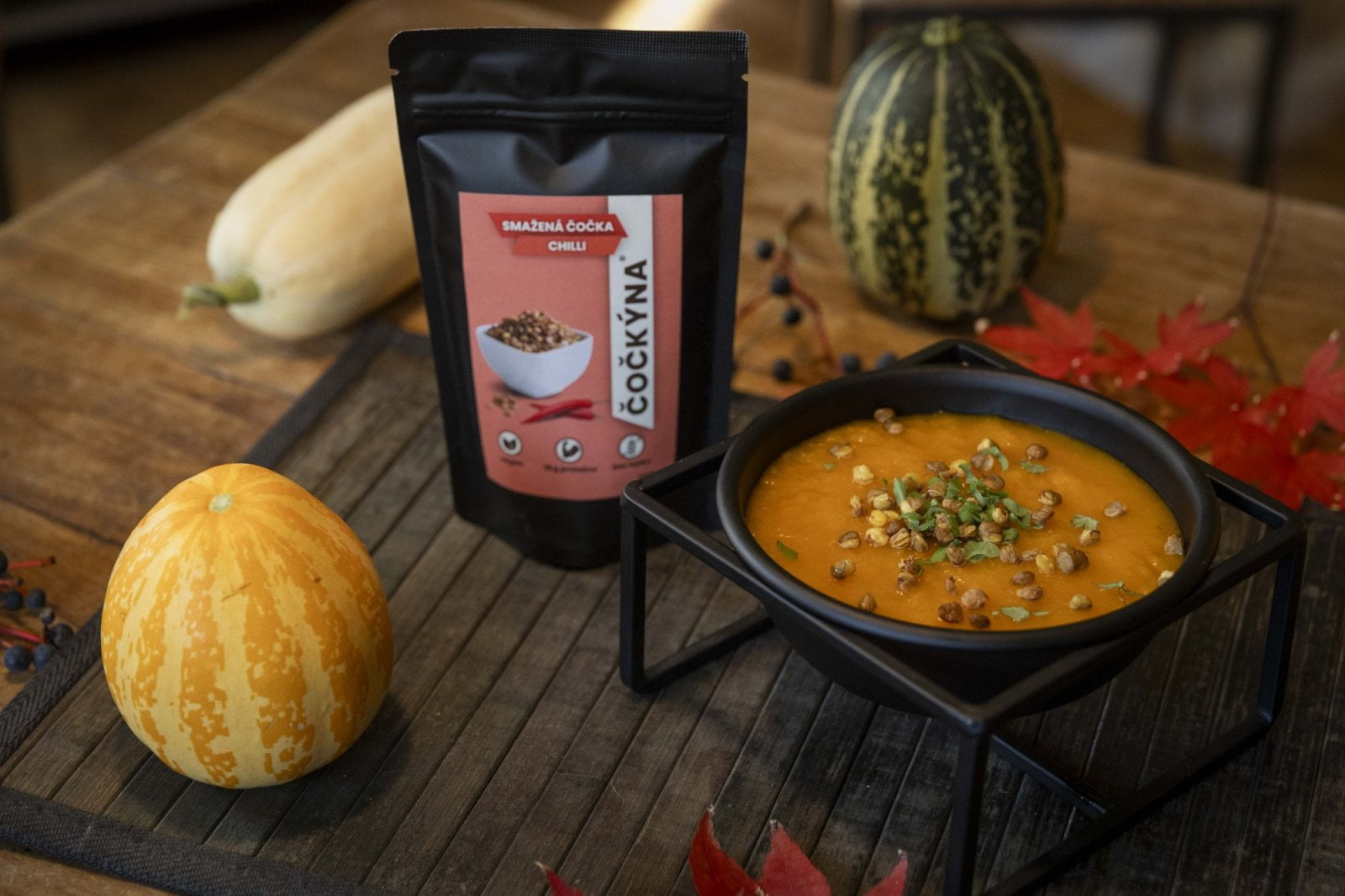 Čočkýna s chilli v dýňové polévce