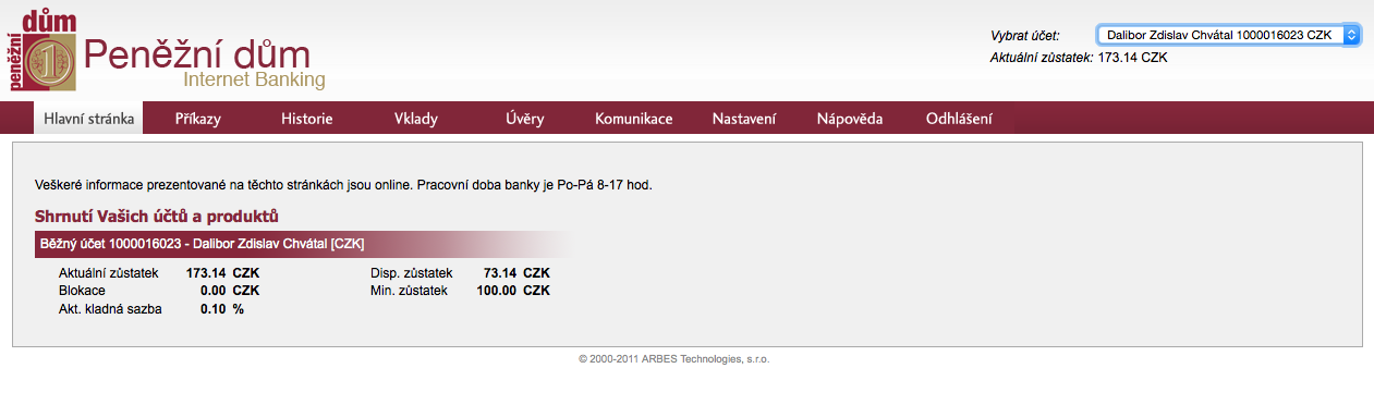 Peněžní dům, spořitelní družstvo. Internetové bankovnictví. 25.02.2015