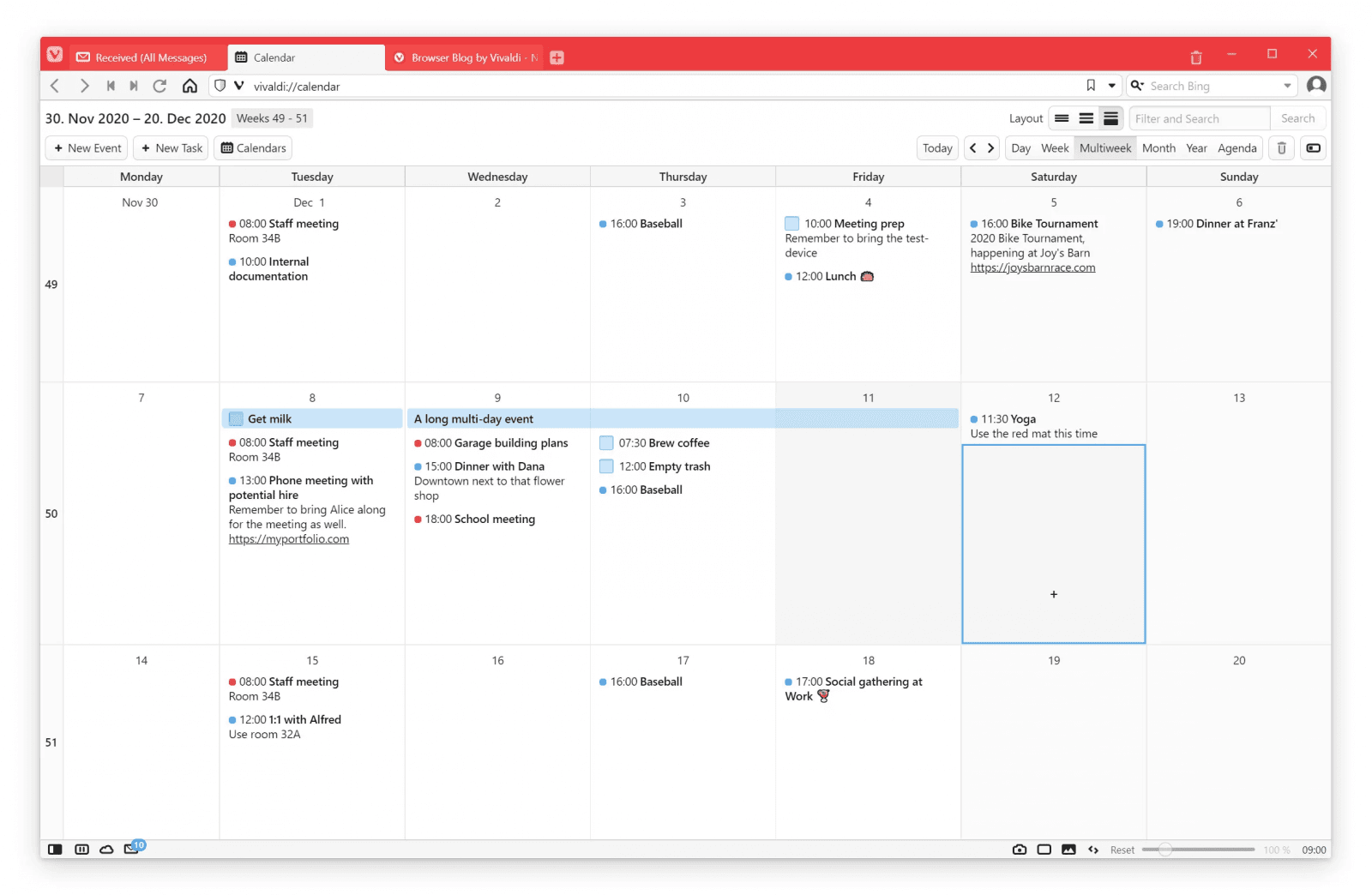 Vivaldi Mail, RSS, Calendar