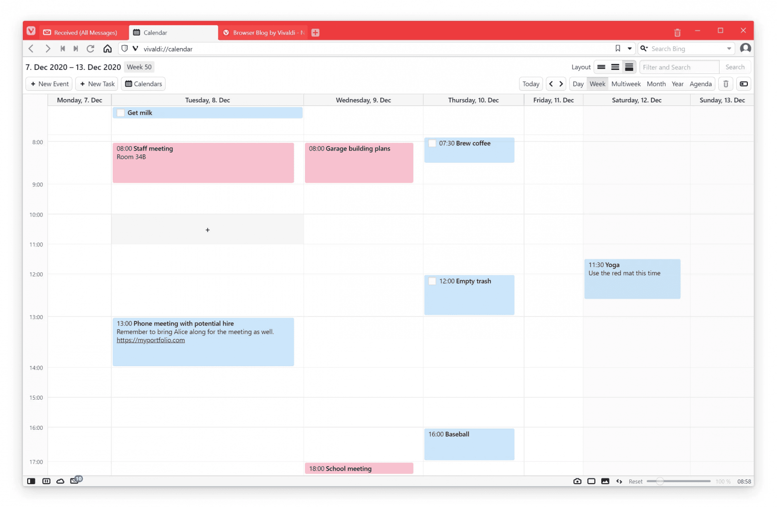 Vivaldi Mail, RSS, Calendar