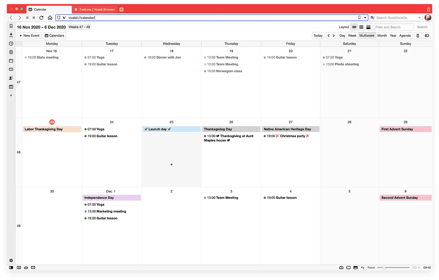 Vivaldi Mail, RSS, Calendar