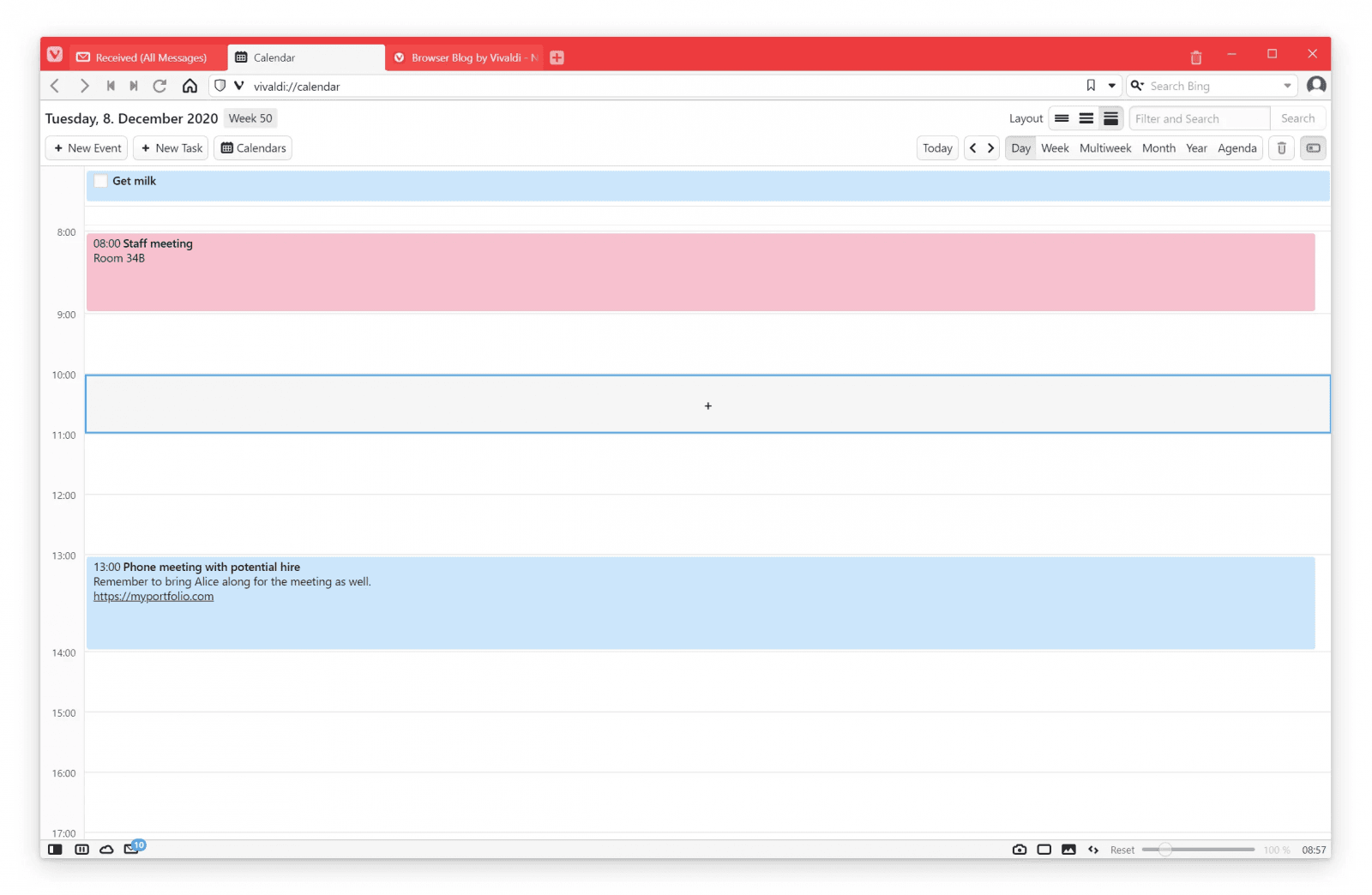 Vivaldi Mail, RSS, Calendar