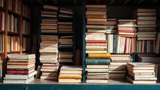 Knihy uložené chaoticky do knihovny