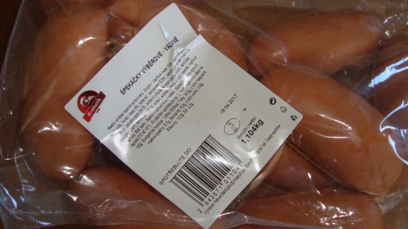 Výrobna Krahulík-MASOZÁVOD Krahulčí: Špekáčky výběrové vázané - obsah tuku ve výrobku byl vyšší, než bylo uvedeno na obale