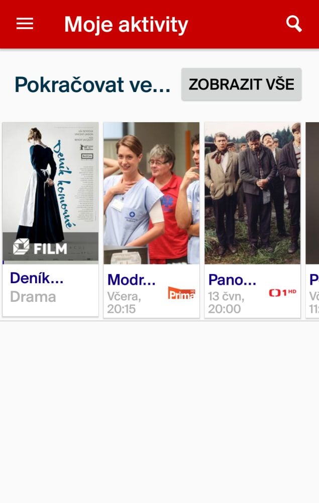Skylink Live TV 4.1 - menu