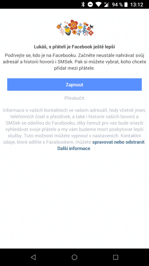 Facebook Lite by rád sledoval historii hovorů a SMS