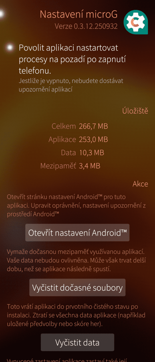 Sailfish OS: nastavení microG