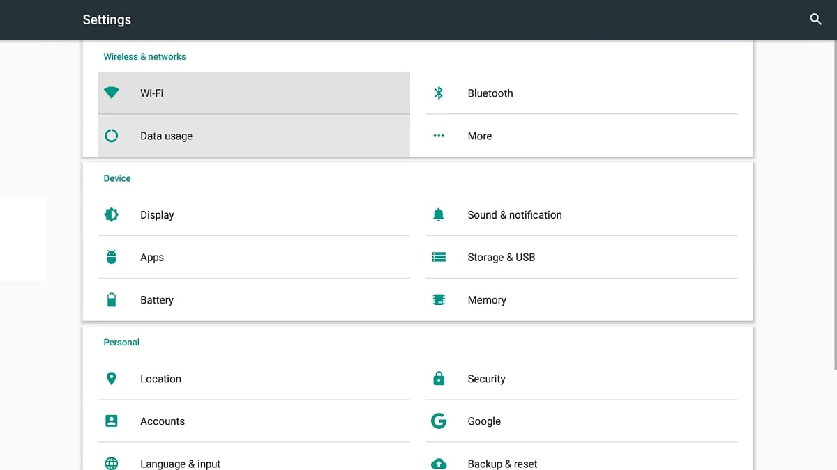 Start, hlavní stránka, menu a alternativní plocha – Android 6