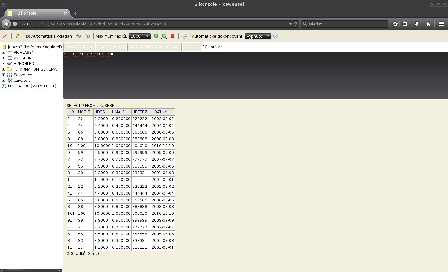JavaFX: manipulace s CSV soubory v H2 konzole