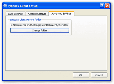 Okno konfiguračních voleb klienta: záložka Advanced Settings