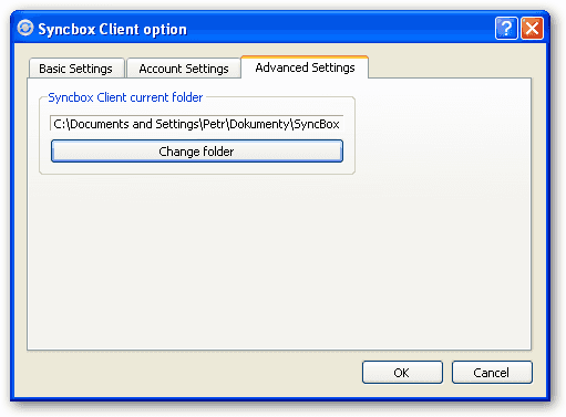 Okno konfiguračních voleb klienta: záložka Advanced Settings