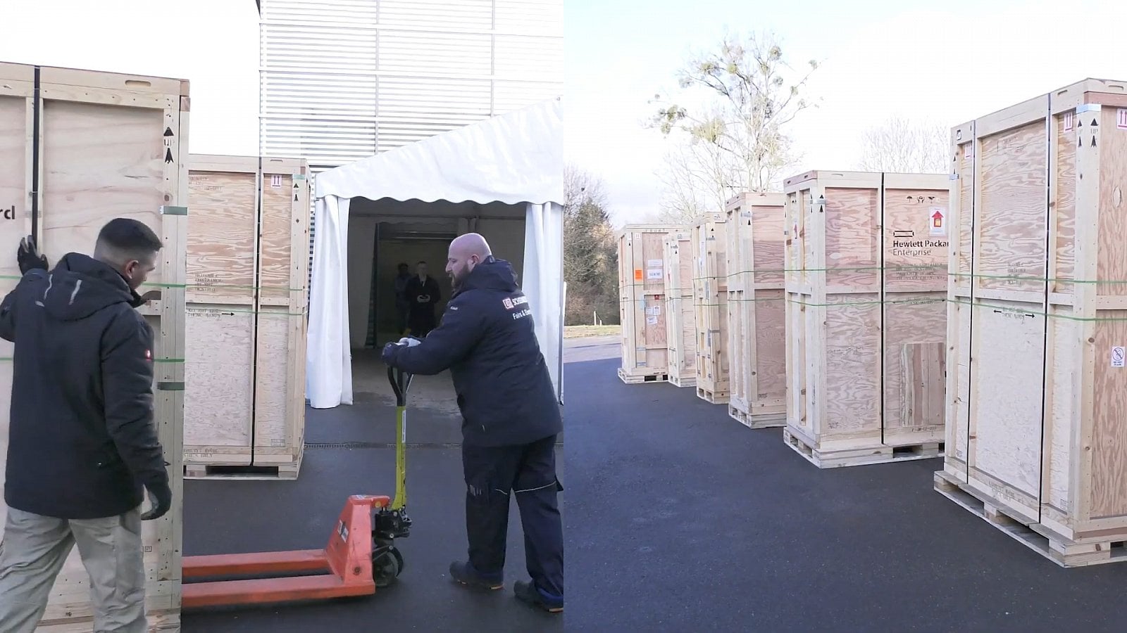 Počítač se do datacentra navážel po jednotlivých skříních. Každá byla zabalená zvlášť.