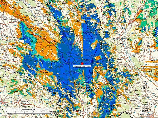 Zásah novými multiplexy, které byly spuštěny z vysílače Hřebečov nacházejícího se nedaleko Svitav.