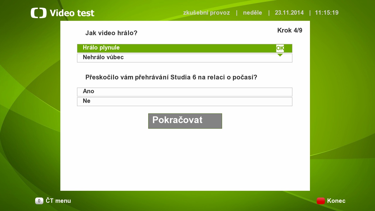 Testovací aplikace v hybridním vysílání České televize