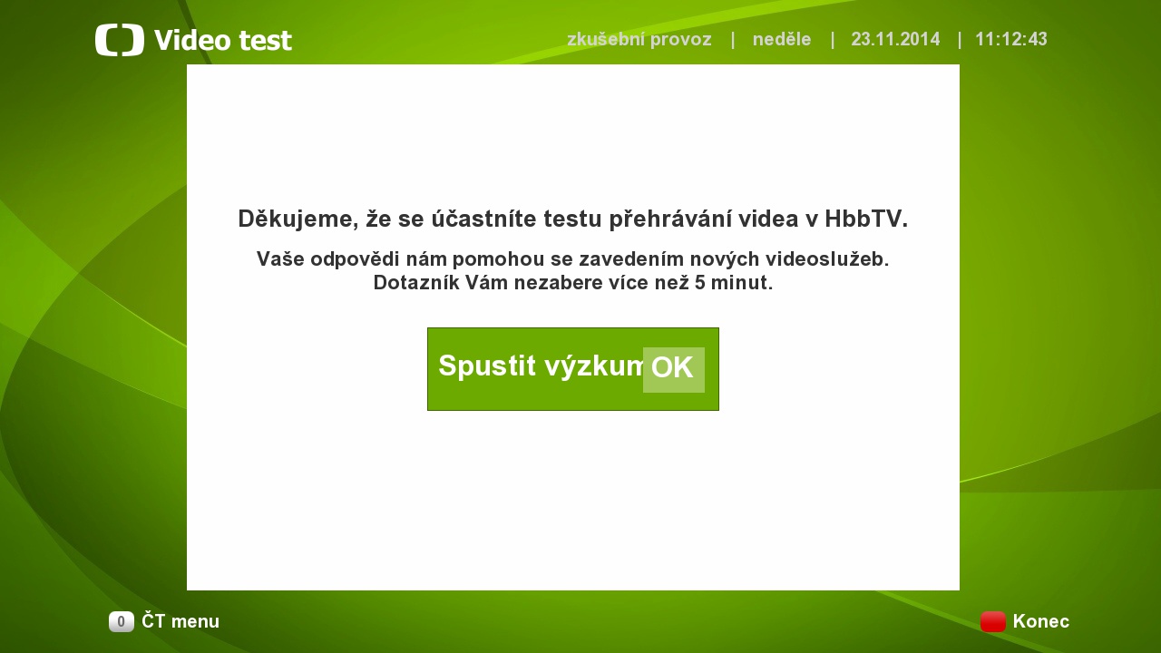 Testovací aplikace v hybridním vysílání České televize