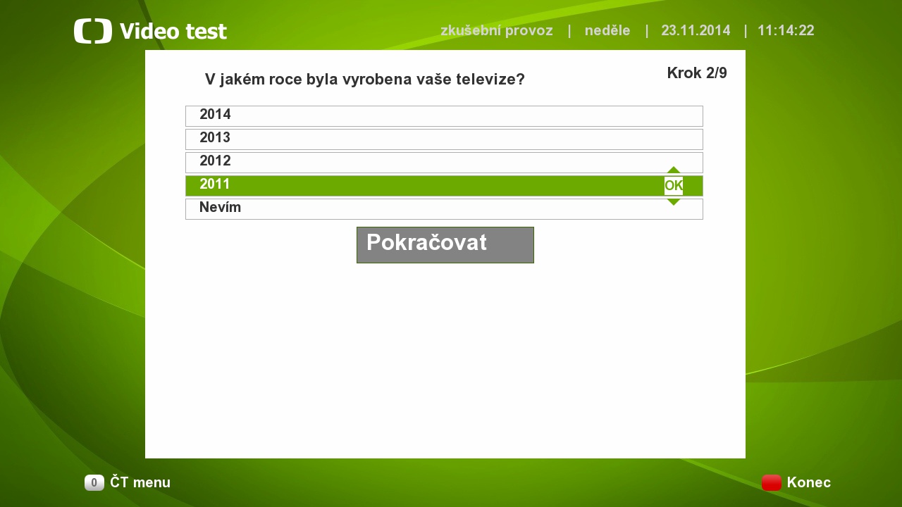 Testovací aplikace v hybridním vysílání České televize