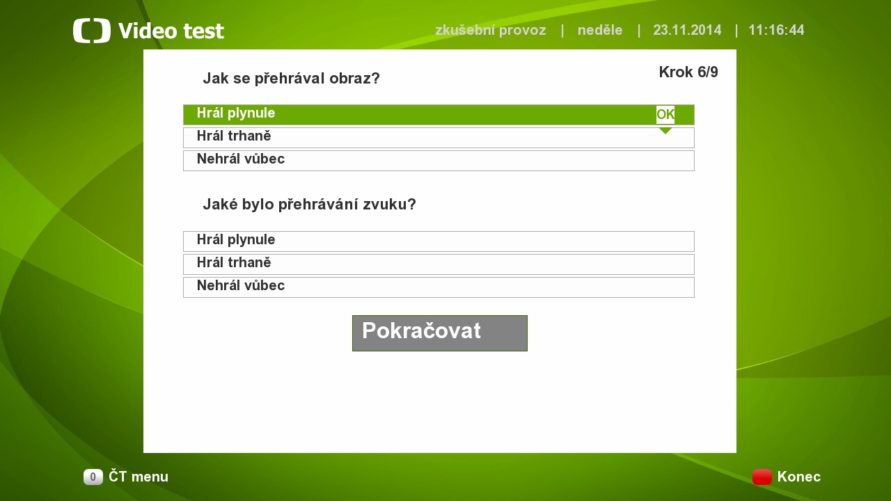 Testovací aplikace v hybridním vysílání České televize