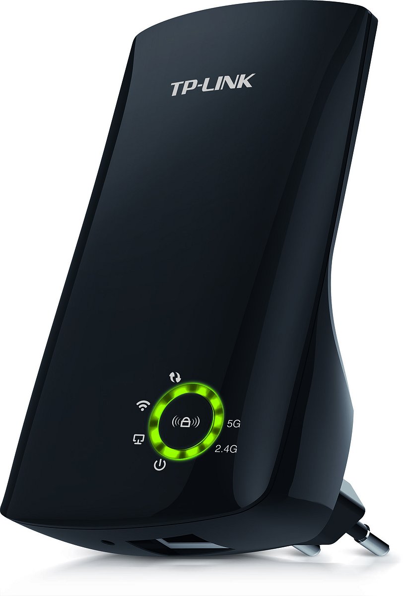 Wi-Fi extendér pro rozšíření dosahu bezdrátové sítě. Poradí si v pásmu 2,4 i 5 GHz a navíc má jeden ethernetový port.