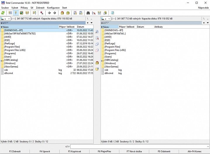 Základní rozhraní Total Commanderu (zdroj: Cnews)