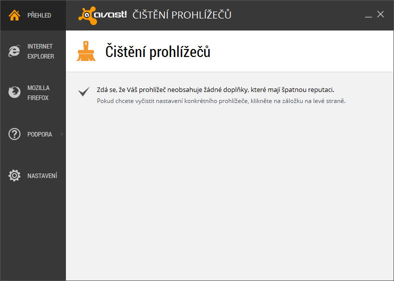 <p>Ideální výsledek analýzy doplňků webových prohlížečů</p>