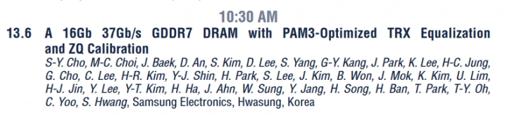 Anotace k prezentaci pamětí GDDR7 od Samsungu na ISSCC 2024