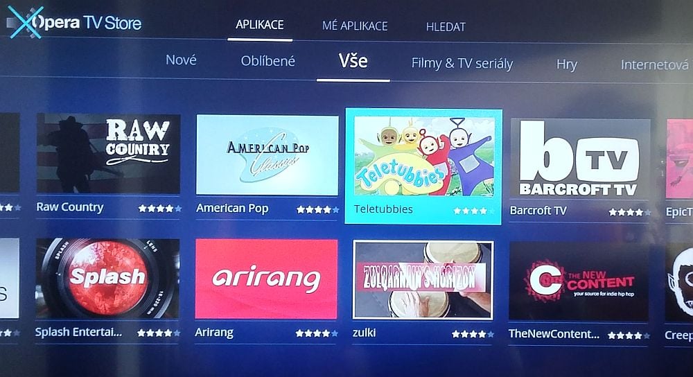 Tržiště aplikací Opera Store.