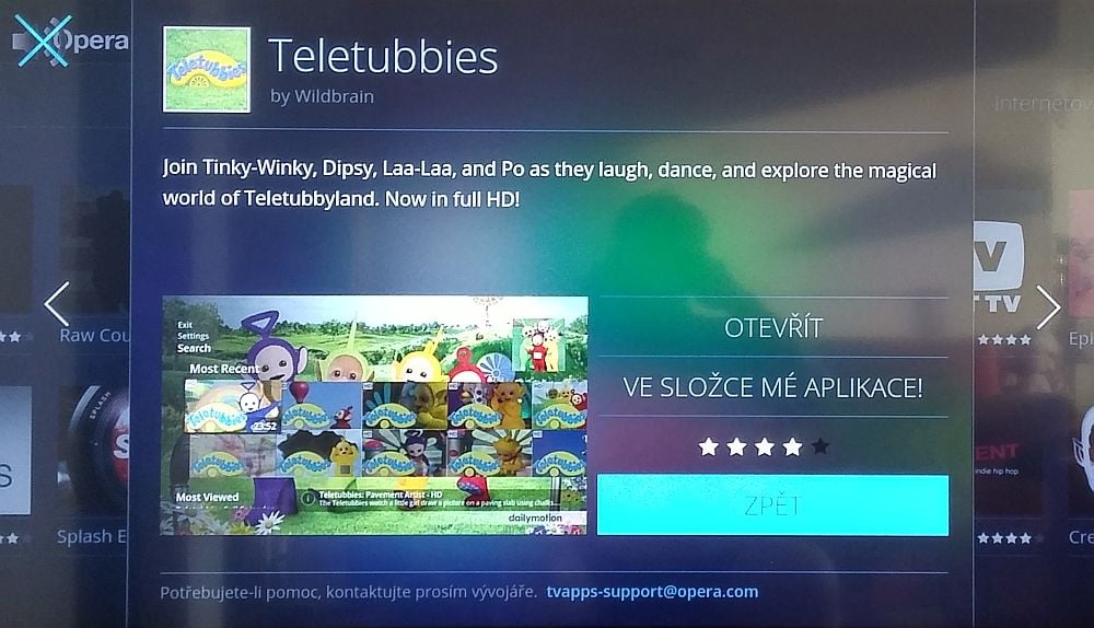 A trochu Tinky-Winky... :) Aplikaci můžete buď rovnou otevřít, nebo uložit mezi oblíbené.