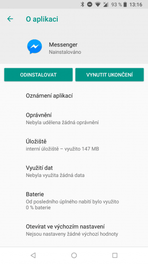 Nastavení Messengeru v Androidu