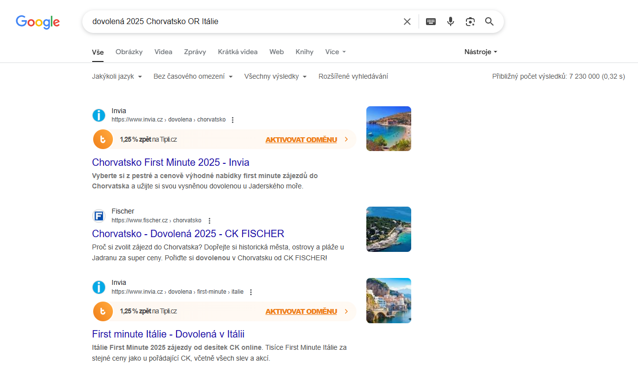 Vyhledávání v Googlu