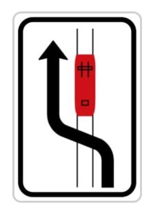 Dopravní značka IP 23b Objíždění tramvaje (jízda podél tramvaje vlevo)
