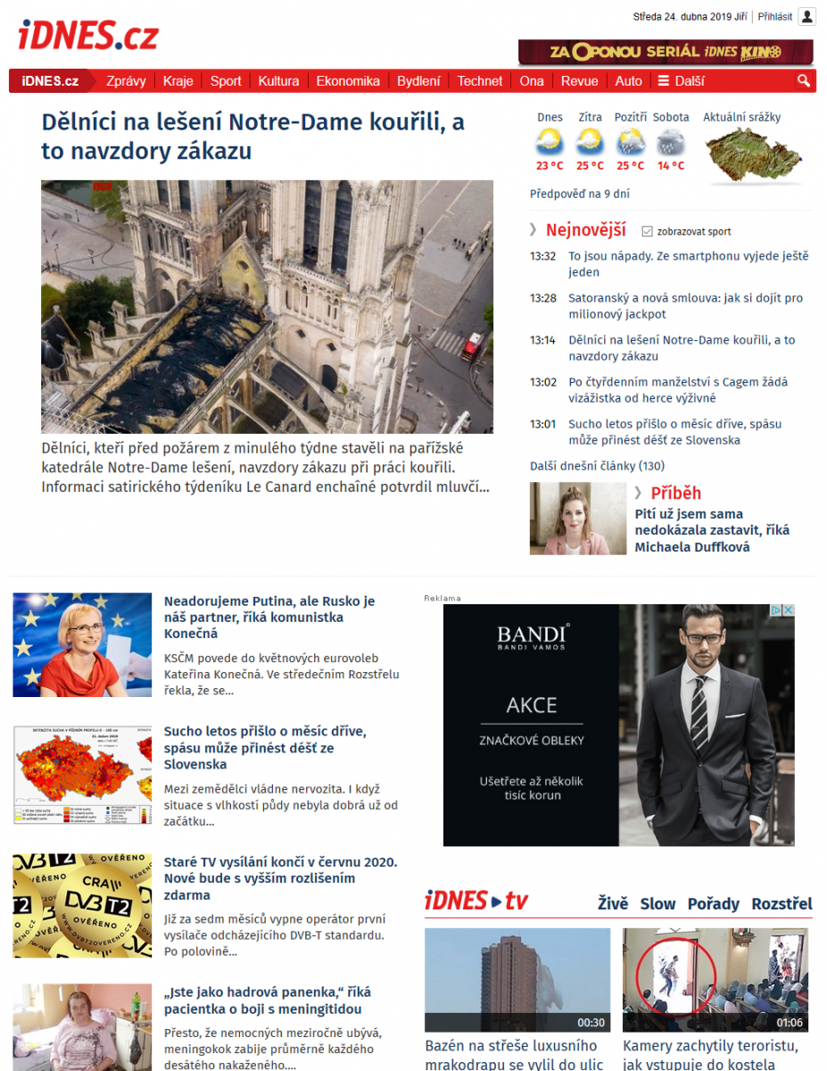 Dosavadní podoba superhomepage iDNES.cz