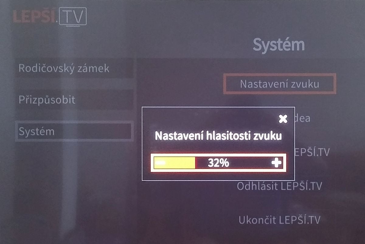 Lepší.TV - hlavní menu na televizoru