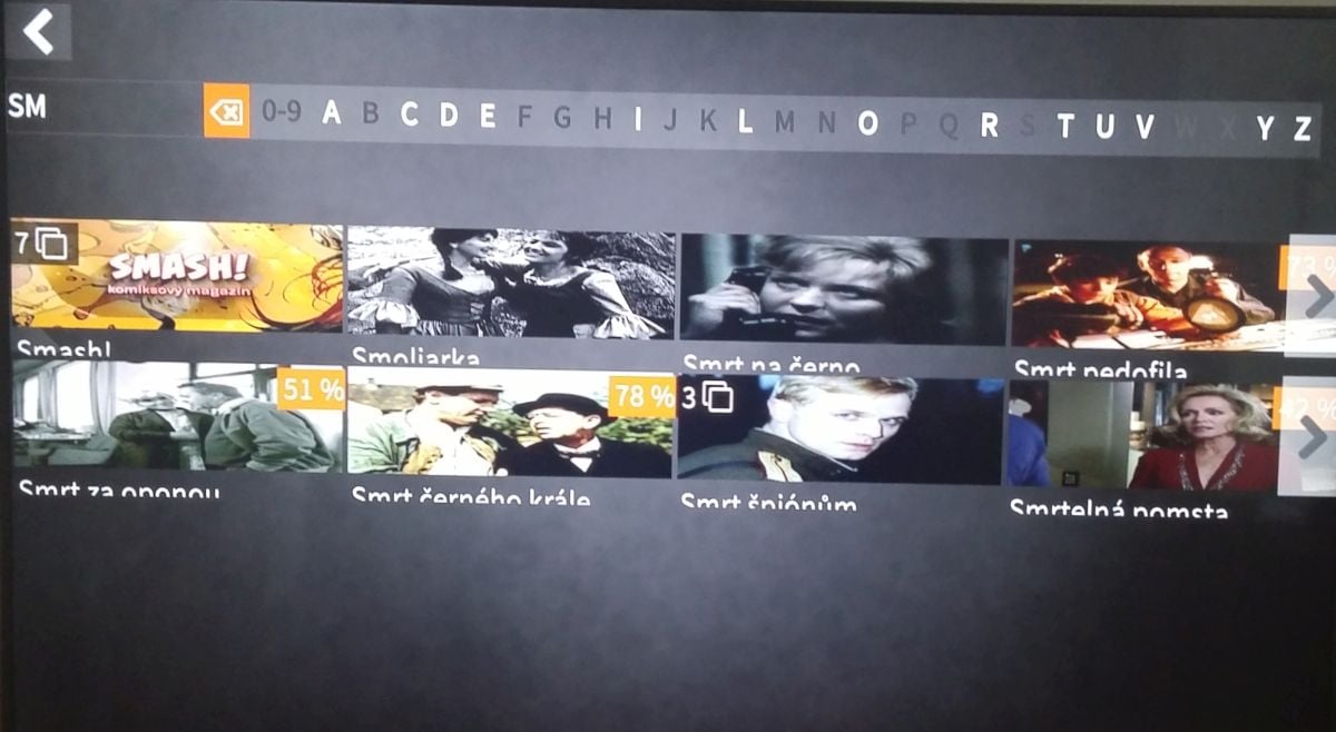 Lepší.TV - hlavní menu na televizoru