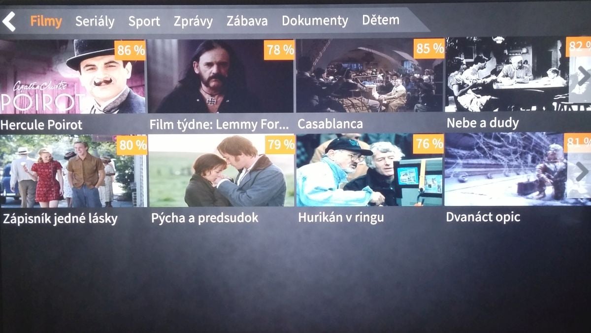 Lepší.TV - hlavní menu na televizoru