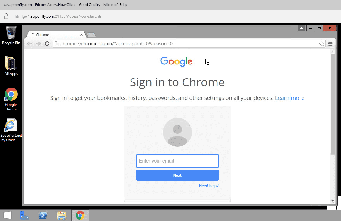 Připojení ke vzdálené ploše přes webový prohlížeč.