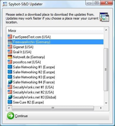 <p>Při aktualizaci je vždy na výběr z několika serverů. Záleží na každém, jaký server mu vyhovuje</p>