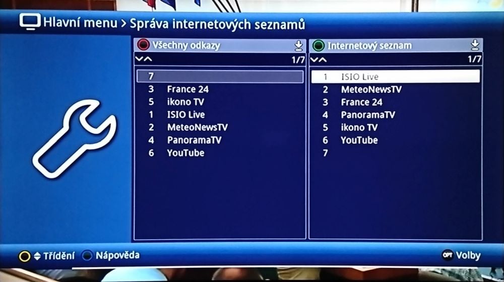 Technisat Digipal Isio HD - menu nastavení