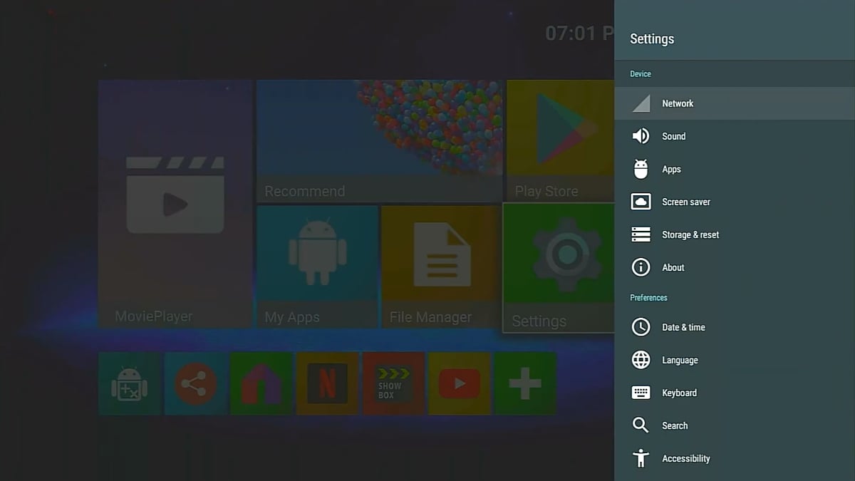 Uživatelské prostředí HK1 Plus