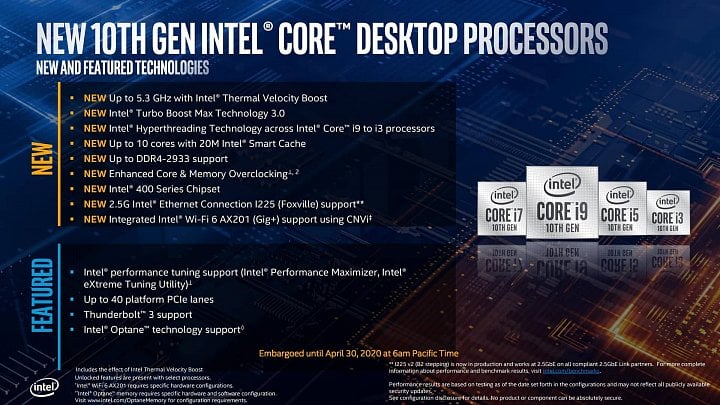 Intel Comet Lake S novinky