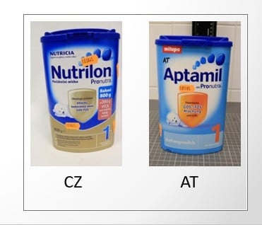 Aptamil/Nutrilon 1 - Odlišná deklarace výživových hodnot