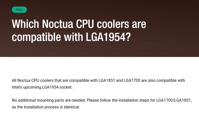 Noctua potvrzuje, že na LGA1954 budou fungovat starší chladiče