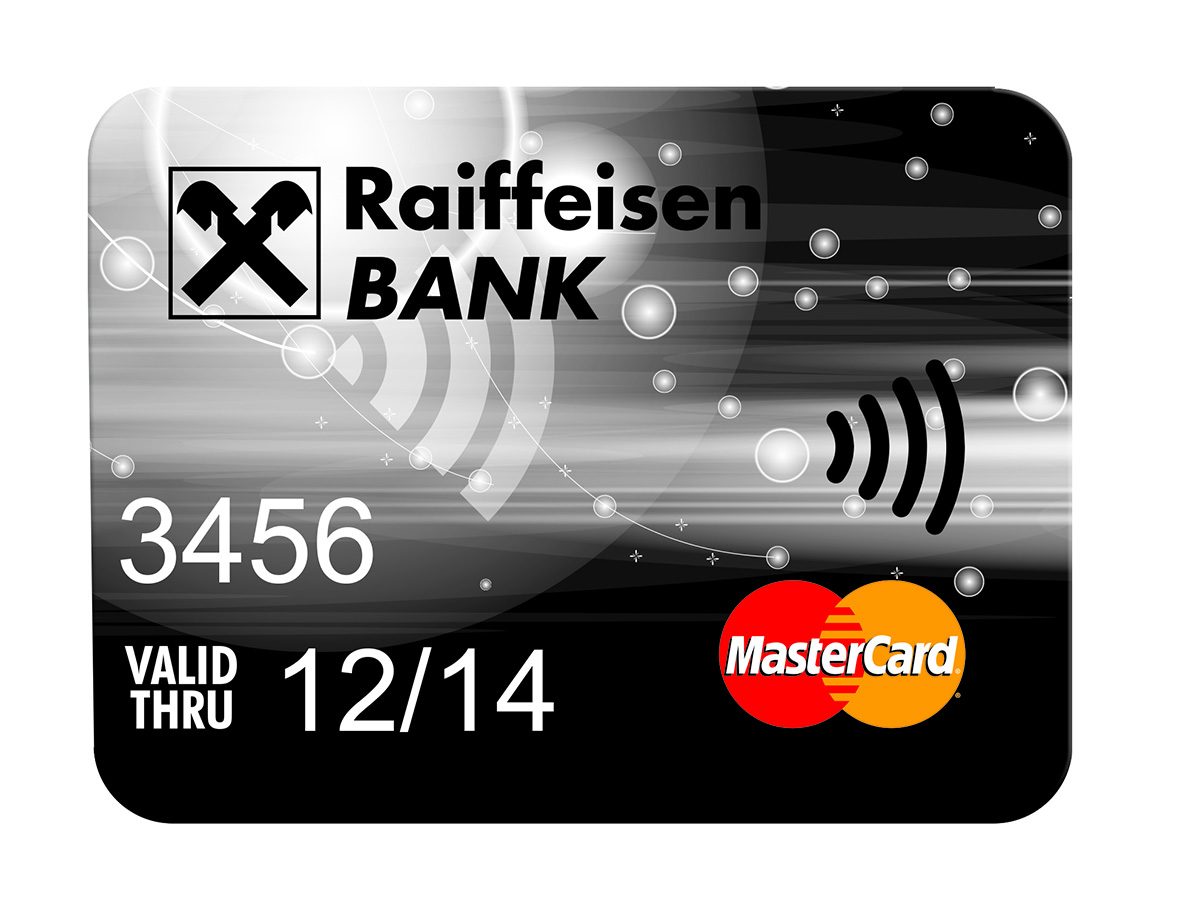 Kreditní platební nálepka Raiffeisenbank.
