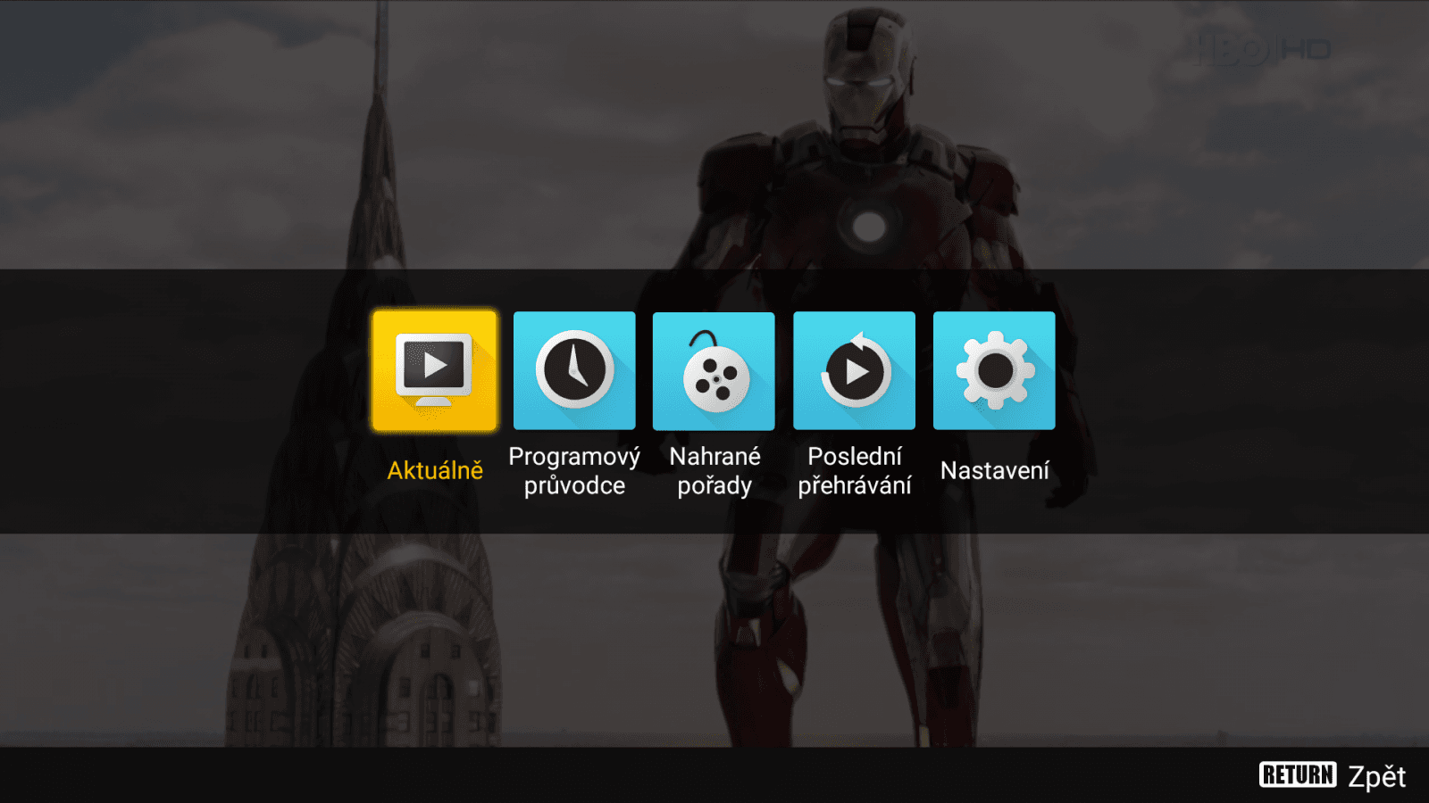 Set-top box Sledovani TV - uživatelské prostředí