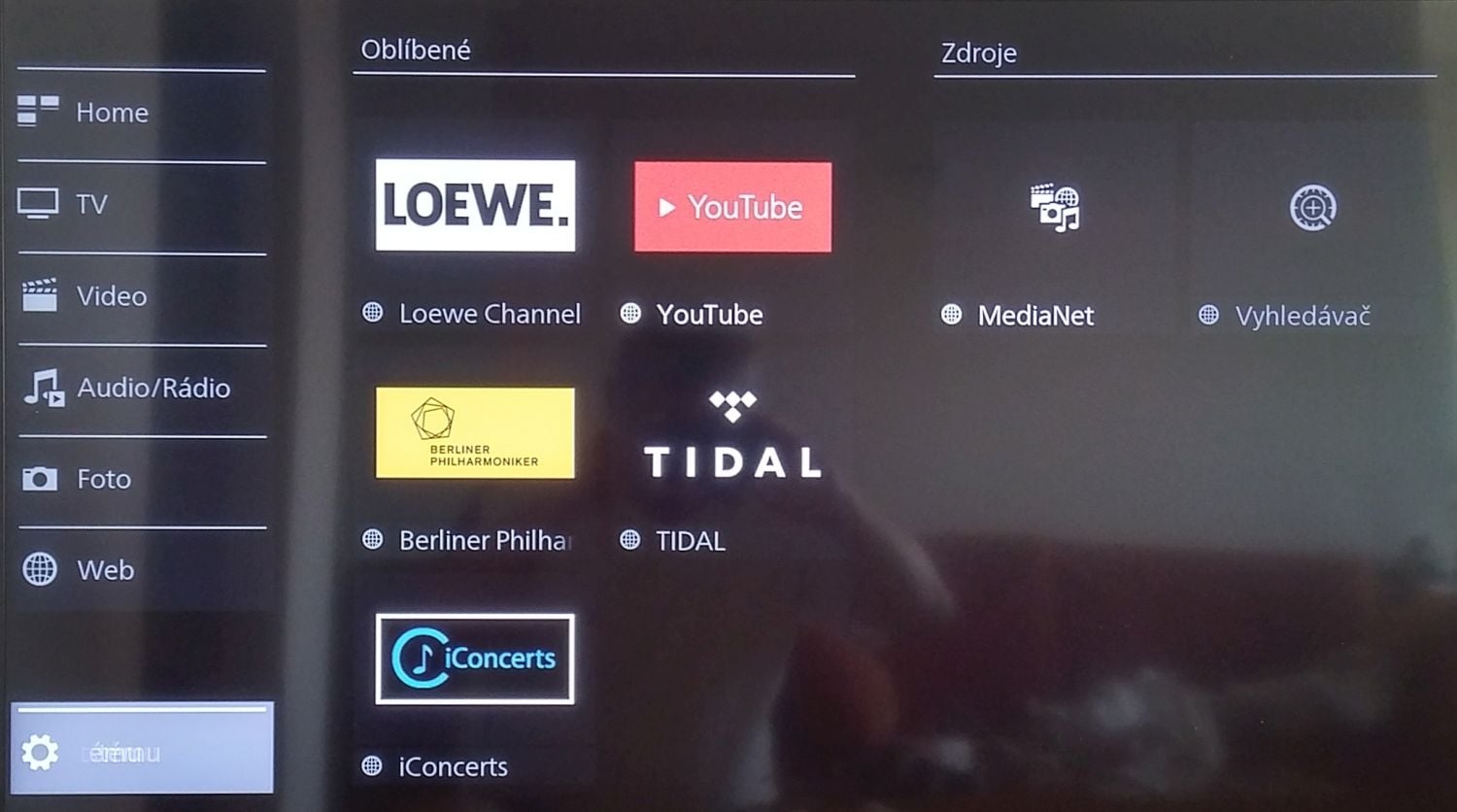 Volba, kterou vstupujete do menu Nastavení televizoru.
