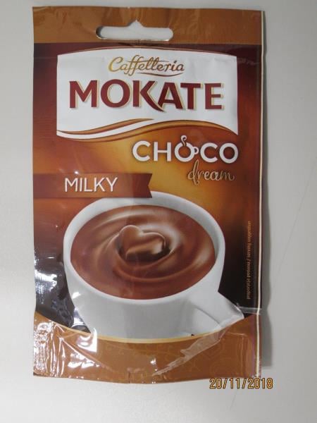 Falšované potraviny - MOKATE CHOCO dream MILKY - INSTANTNÍ NÁPOJ S ČOKOLÁDOVOU PŘÍCHUTÍ V PRÁŠKU. Výrobek obsahoval méně kakaa, než bylo uvedeno na obale.