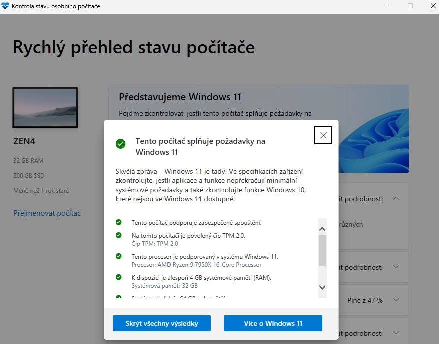 Program Kontrola stavu osobního počítače s Windows