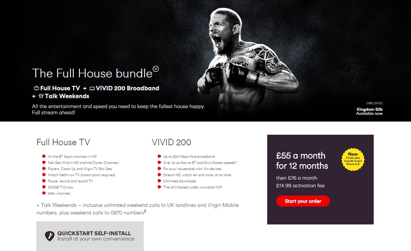 Přehled balíků (bundle) Virgin TV