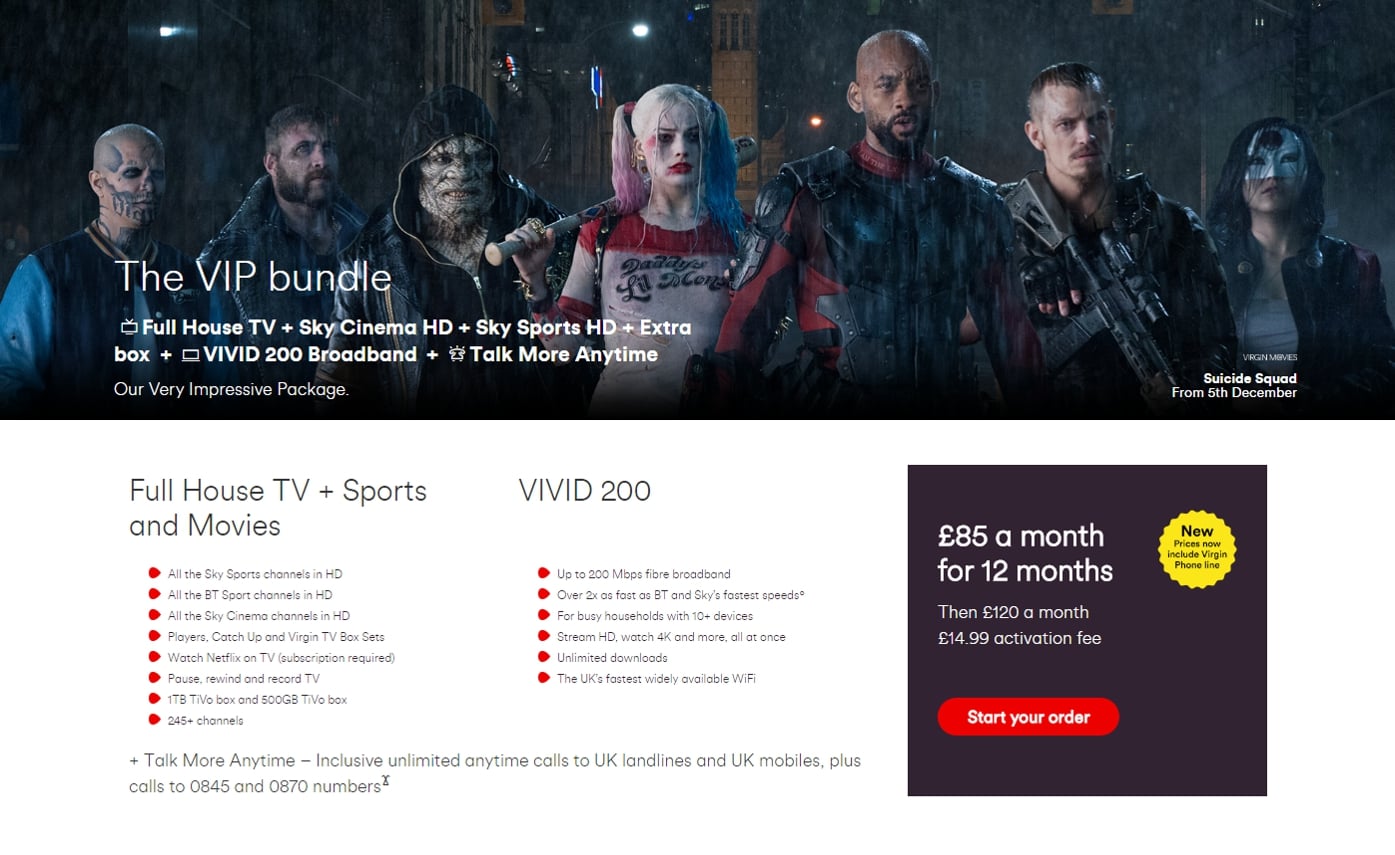 Přehled balíků (bundle) Virgin TV