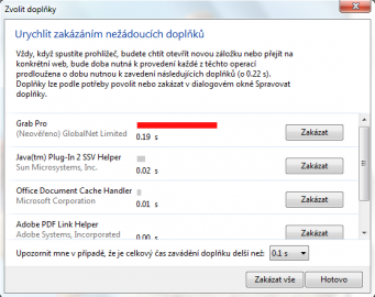 <p>Zakázání nežádoucích doplňků, které zpomalují aplikaci</p>